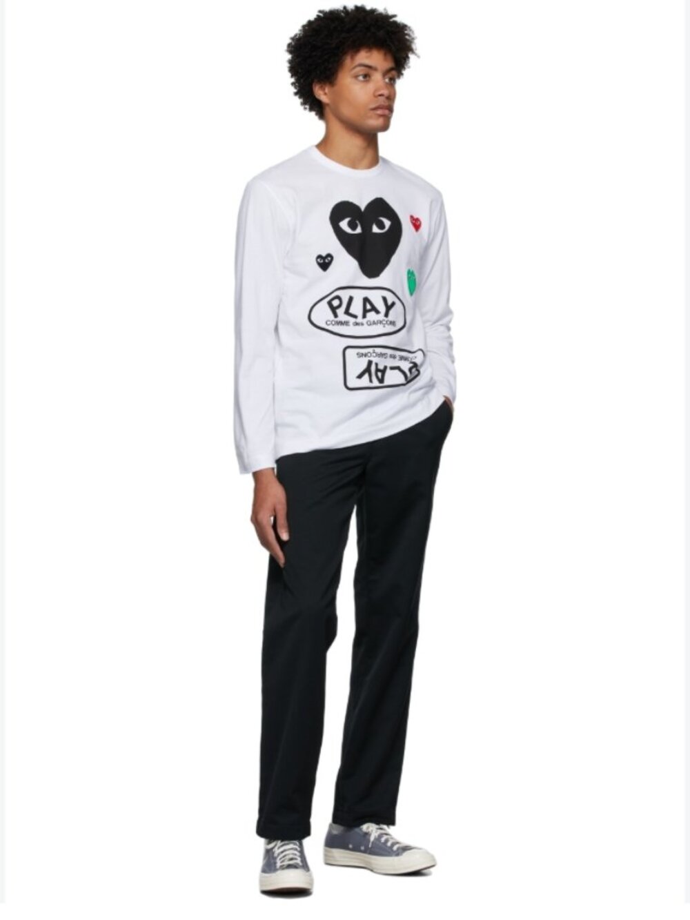 New Comme des Garcons Play Heart Long Sleeve Cotton tshirt Shirt T XL